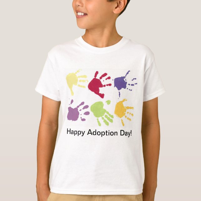 El día feliz de la adopción embroma la camiseta (Anverso)