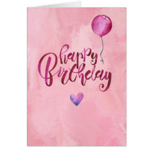 El día feliz rosado de la tarjeta de cumpleaños