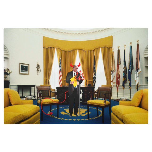 El diablo Trump robando documentos arte mural Meta (Anverso)