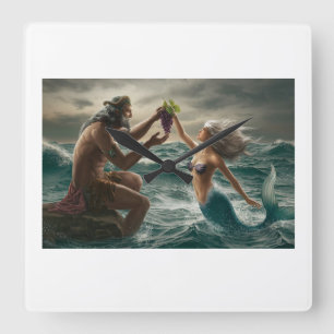 El dios del mar y el reloj de pared de la sirena