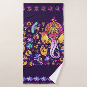 El Dios hindú Ganesha y los símbolos indios en f