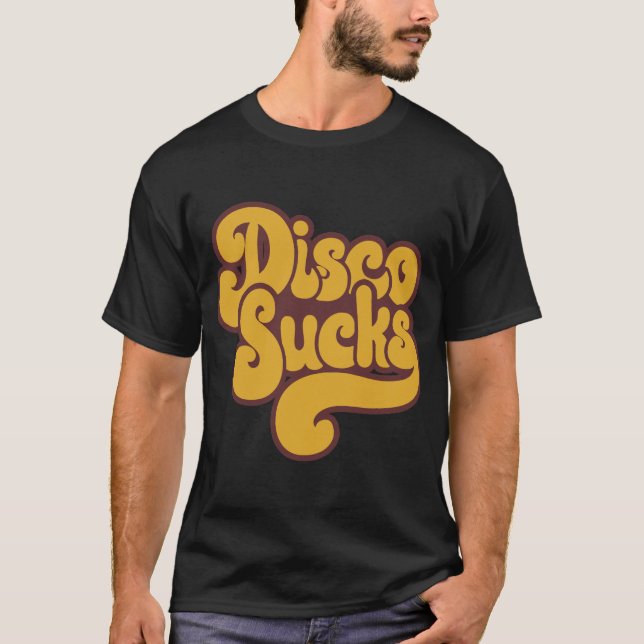 El disco chupa las camisetas retras de la música (Anverso)