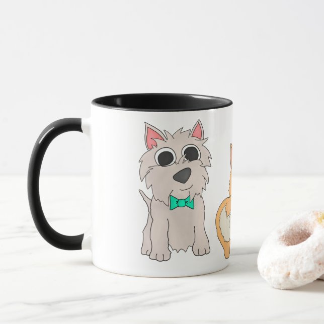 El diseñar y perfilado - taza de café del perrito (Con donut)