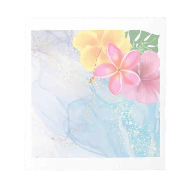 El diseño de flores tropicales en un bloc de notas (Frente)