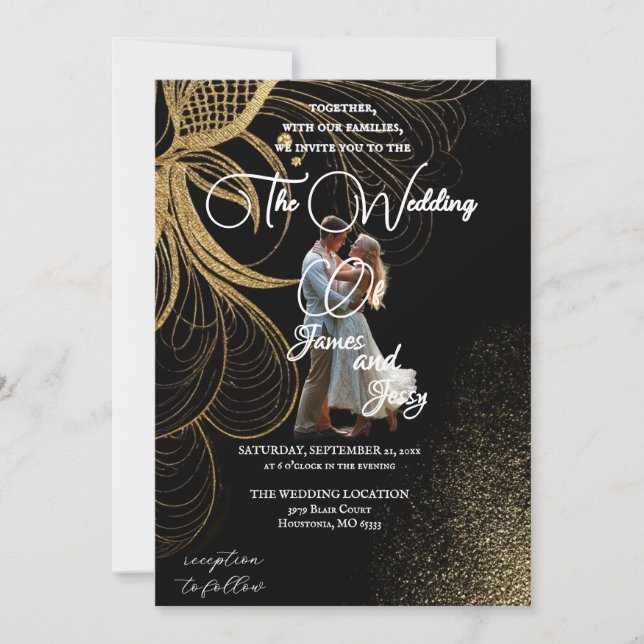 el dorado de la invitación a la boda (Anverso)