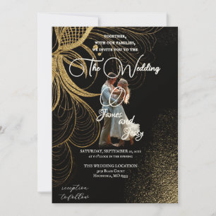 el dorado de la invitación a la boda