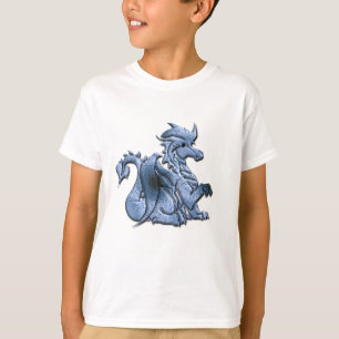 El dragón con alas azul embroma la camisa
