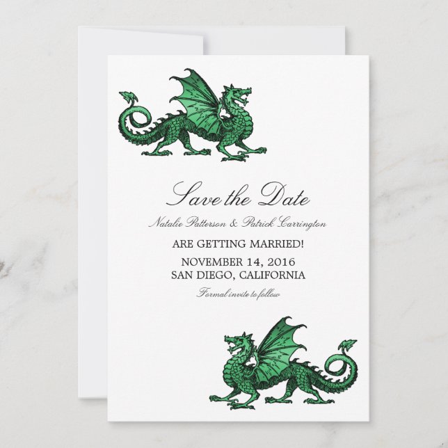 El dragón verde salva la invitación a la fecha (Anverso)