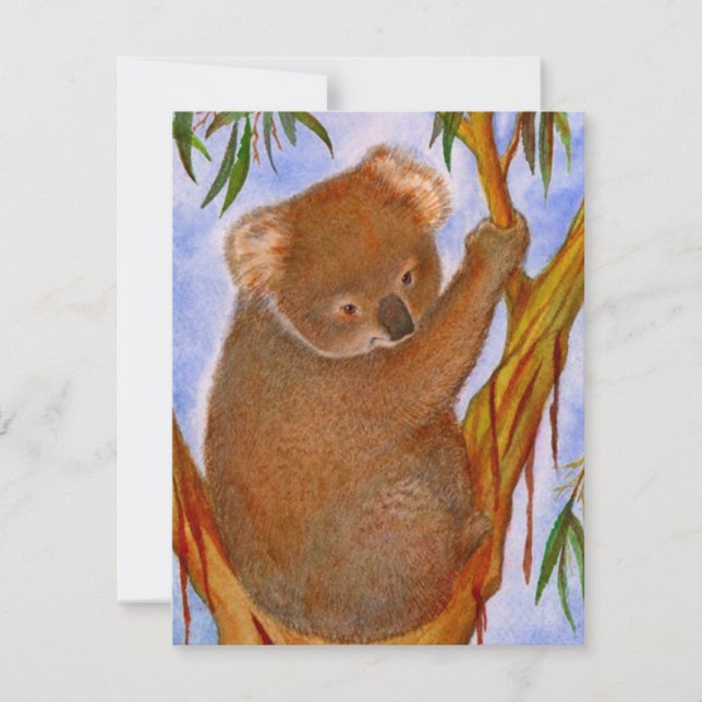 El Dulce Koala Lleva En Una Invitación De Cumpleañ (Anverso)