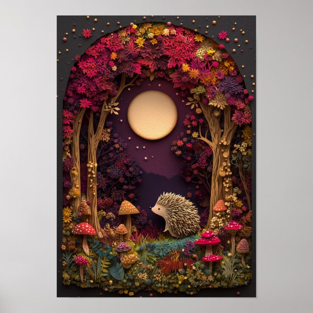 El edgehog | Arte de corte forestal nocturno de ot (Frente)
