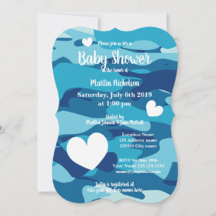 El ejército azul camo baby ducha invitaciones con 