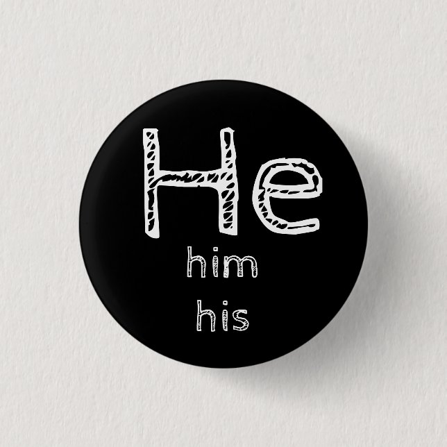 Él, Él, Su Botón Pronouns (Anverso)
