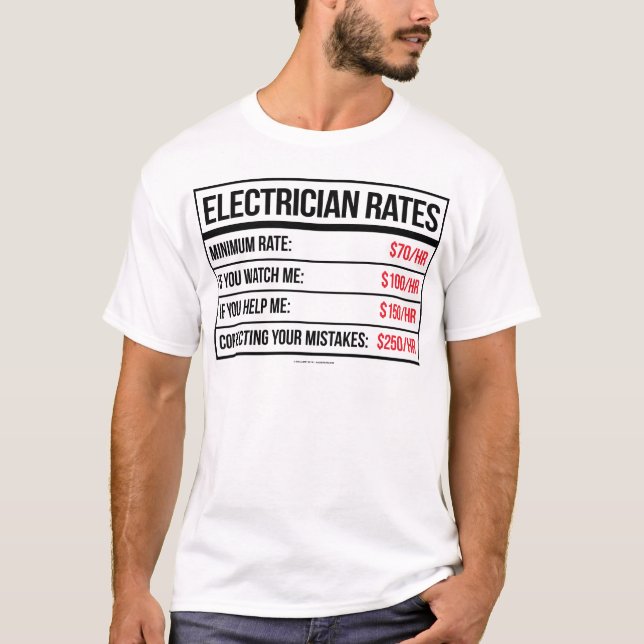 El electricista valora la camiseta divertida (Anverso)