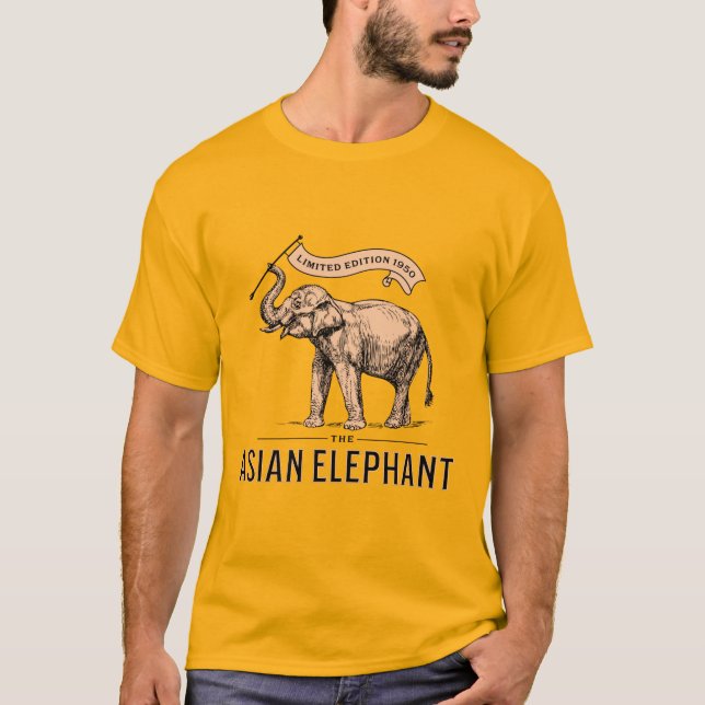 El elefante asiático de 1950 para él camiseta amar (Anverso)
