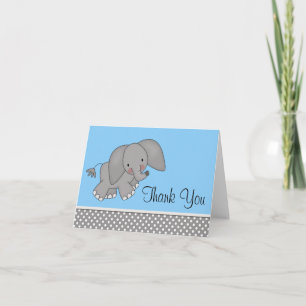 El elefante azul lindo le agradece las tarjetas