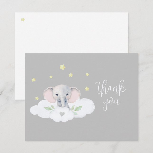 El elefante Baby Shower de cacahuete es neutro (Anverso / Reverso)