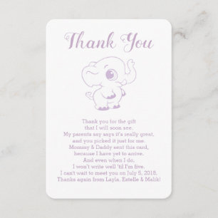 El elefante Baby Shower le agradece las tarjetas