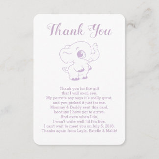 El elefante Baby Shower le agradece las tarjetas