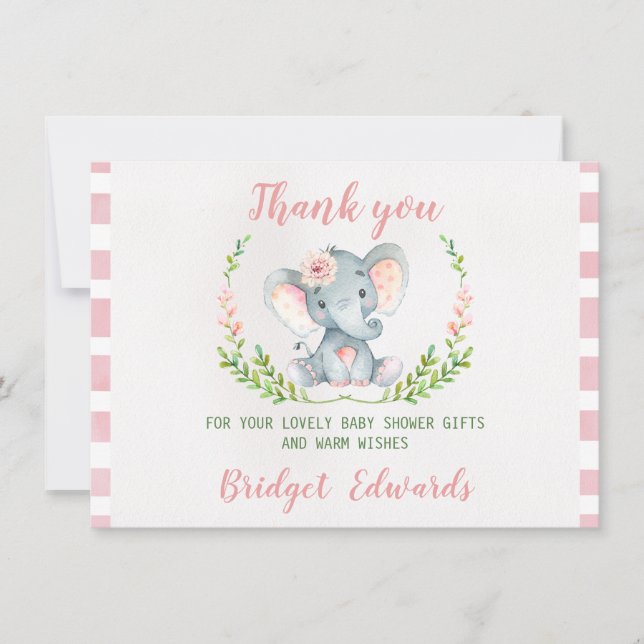 El elefante de los chicas le agradece tarjeta de (Anverso)