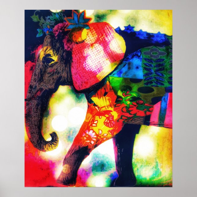 El elefante moderno africano del arte pop contempo (Frente)