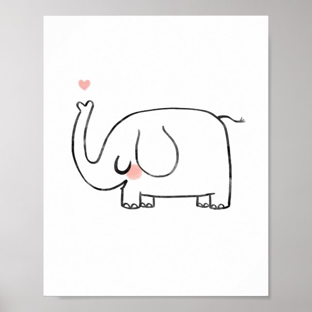 El elefante vivero lindo corazón de arte en la par (Frente)