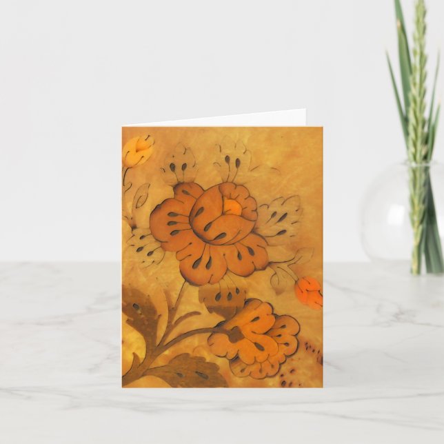 El embutido de oro florece la tarjeta de nota (Anverso)