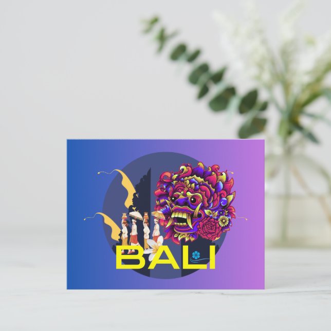 "El encantador Barong de Bali: una postal cautivad (Anverso de pie)