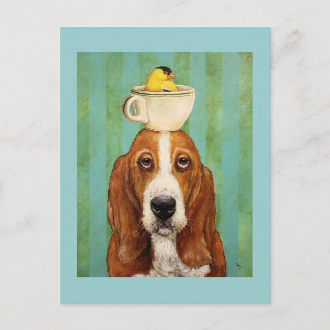 El enlace de Basset con goldfinch en la postal de  (Anverso)
