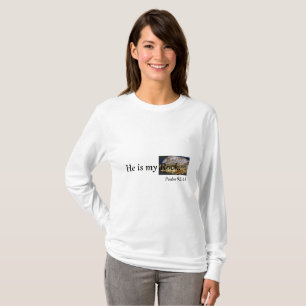 Él es mi roca, camiseta de la escritura