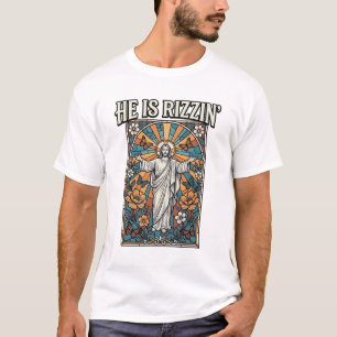 Él Es Rizzin Camiseta De Vidrio Pintado De Pascua