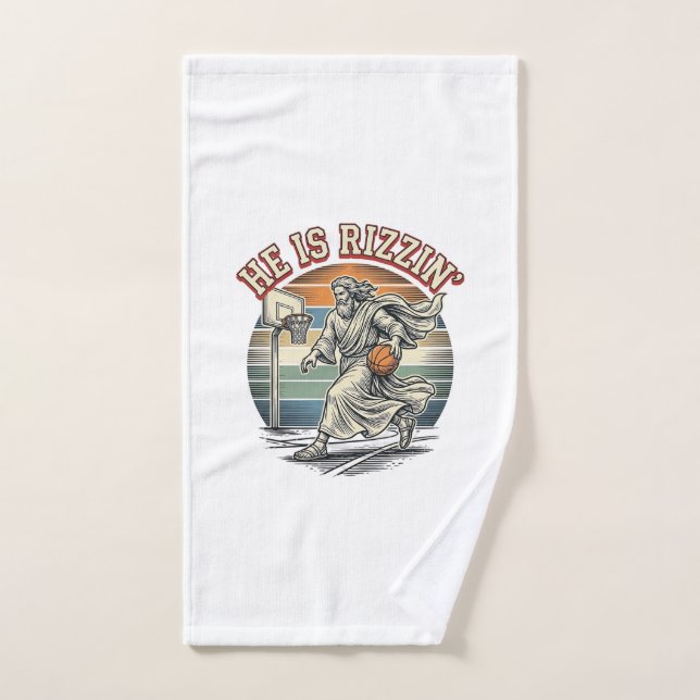 Él Es Rizzin Camiseta Religiosa de Baloncesto Vint (Toalla de mano)
