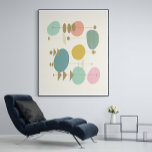 El espacio atómico retro a mediados del siglo Arte<br><div class="desc">Diseño único de la época del espacio atómico retro en colores divertidos y estilo moderno de los años 50. El color de fondo se puede personalizar.</div>