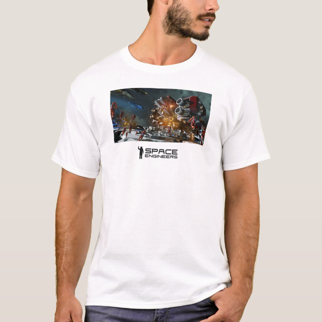 El espacio dirige la camiseta de los hombres - (Anverso)