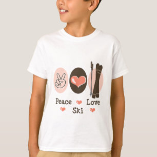 El esquí del amor de la paz embroma la camiseta