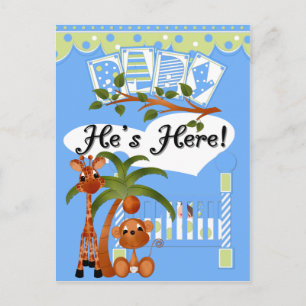 Él está aquí él es tarjetas y postales de una