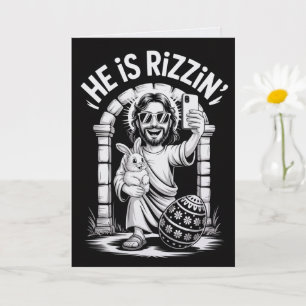 Él Está Rizzin' Tarjeta de Pascua Gen Z Meme Crist