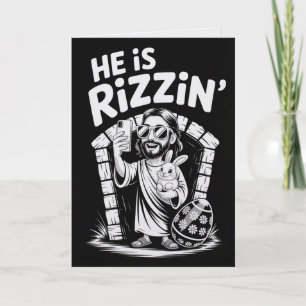 Él Está Rizzin' Tarjeta de Pascua Gen Z Meme Crist