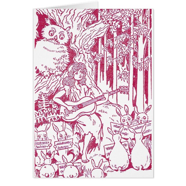 El estribillo de conejos canta al búho y al chica (Frente)