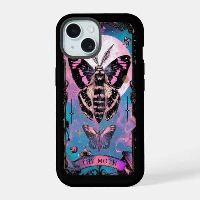 El estuche para iPhone de la tarjeta Moth Tarot Wi (Reverso )