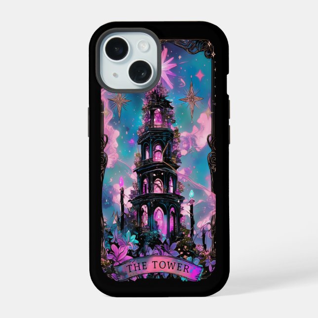 El estuche para iPhone Tower Tarot Card Witchy Vib (Reverso )