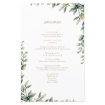 El eucalipto moderno y elegante deja un menú boda