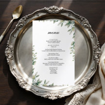 El eucalipto moderno y elegante deja un menú boda