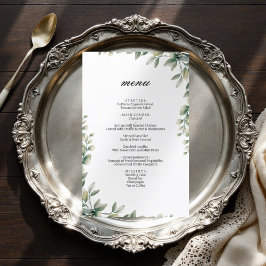 El eucalipto moderno y elegante deja un menú boda