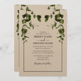 El eucalipto rústico deja invitaciones a la boda