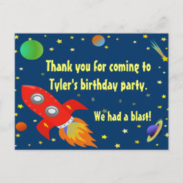 El explorador de espacio le agradece postal