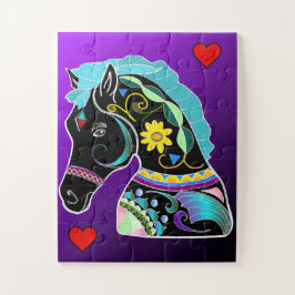 El fácil rompecabezas de caballos carrusel de niño