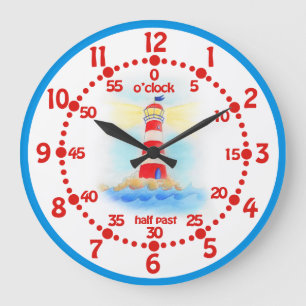 El faro para niños aprende tiempo reloj de pared a