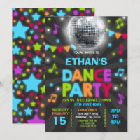El fiesta de disco del resplandor de la invitación