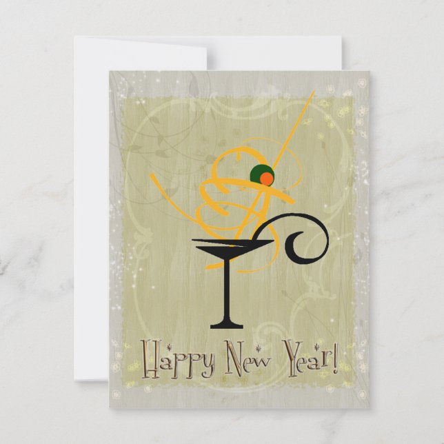 El fiesta de la Feliz Año Nuevo de la invitación (Anverso)
