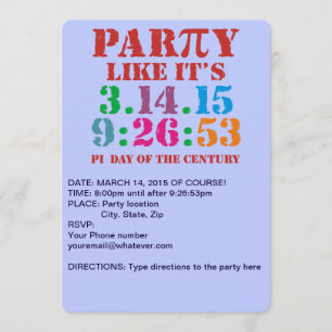 El fiesta de la invitación 2015 del día del pi